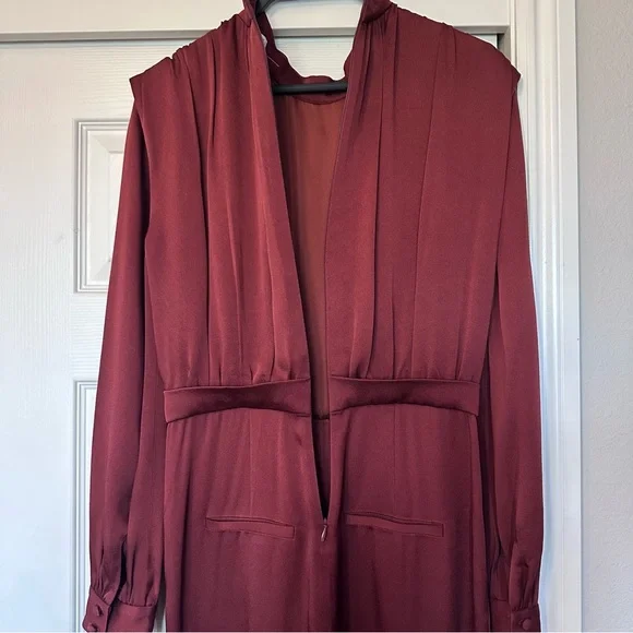 Veronica Beard Kavia Satin Jumpsuit in Clay Size 2 - Picture 9 of 16